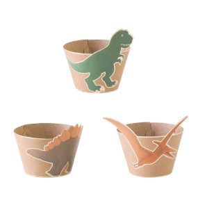 CUPCAKE WRAPPERS DINO X 6